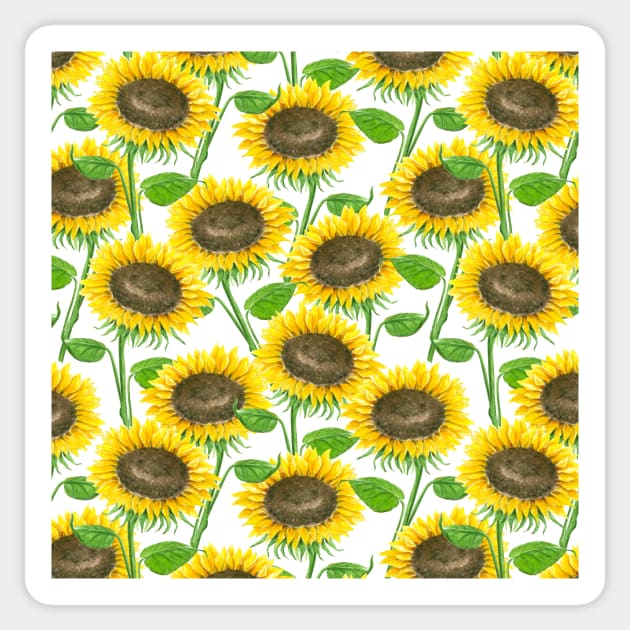 Sunflowers watercolor pattern Sticker by katerinamk